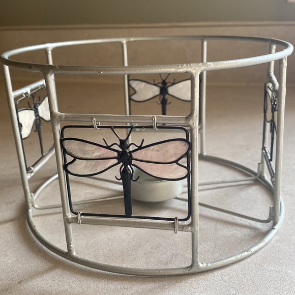 Tea Light Holder  adorned with Dragon Fly’s Metal frame - Picture 6 of 7